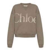 Chloé Sweatshirt med logotyp och sammet finish Gray, Dam