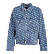 Alexander Wang Denim Logo Print Outerwear Blue, Dam