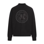 Palm Angels Svart Crewneck Sweatshirt med Logo Black, Herr