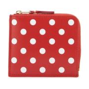 Comme des Garçons Polka Dot Läderplånbok med Dragkedja Red, Herr