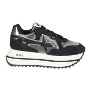 W6Yz Metallic Suede Deva Sneakers Black, Dam