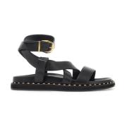 Jimmy Choo Platta Blaise Sandaler med Diamant Spänne Black, Dam