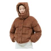 Moncler Corduroy Dunjacka med Avtagbar Huva Brown, Dam