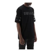 Dsquared2 T-shirt med fejk läderinsatser Black, Herr