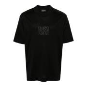 Emporio Armani Svart Logotyp Broderad T-shirt Polo Black, Herr