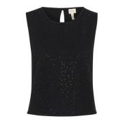 Part Two Svart Rhinestone Stickad Topp Black, Dam