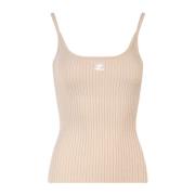 Courrèges Räfflad Ärmlös Top Beige, Dam