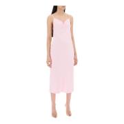 Rotate Birger Christensen Satin Midi Slip Klänning med Ring Halsringni...