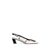 Roger Vivier Tvåtonspatentläder slingback pumps White, Dam