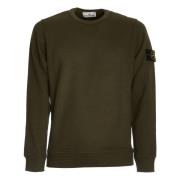 Stone Island Mossa Borstad Bomull Fleece Sweatshirt Green, Herr