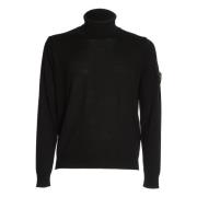 Stone Island Svart Stickat Aw24 Black, Herr