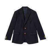 Brooks Brothers Guld Knappar Virgin Ull Blazer Blue, Herr