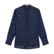 Stella McCartney Navy Tiger Print Sidenskjorta Blue, Dam