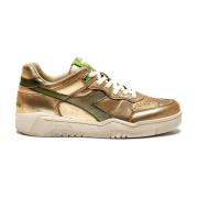 Diadora Metalliska Läder Sneakers Beige Beige, Dam