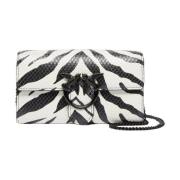 Pinko Zebra Print Läder Love Bag Plånbok Black, Dam