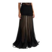 Zimmermann Silkeschiffong Maxi Flouce Kjol Black, Dam