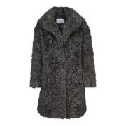 Stand Studio Faux Fur Coat med lockig finish Gray, Dam