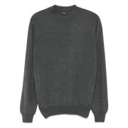 Barba Ull Crew-Neck Stickat Gray, Herr