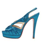 Christian Louboutin Pre-owned Pre-owned Satin sandaler Blue, Dam