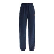 Maison Kitsuné Joggingbyxor med rävhuvud broderi Blue, Dam