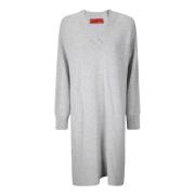 Wild Cashmere Oversized Ull V-ringad Tröja Gray, Dam