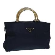 Prada Vintage Pre-owned Nylon handvskor Blue, Dam