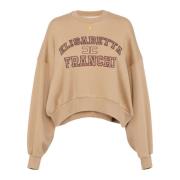 Elisabetta Franchi Cropped bomull logotyp college sweatshirt Beige, Da...