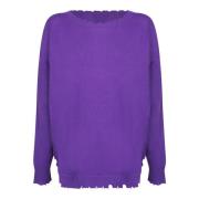 Kujten Lila Stickat för Kvinnor Aw24 Purple, Dam