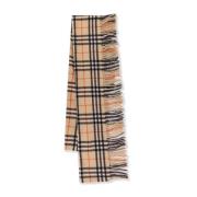 Burberry Beige Cashmere Scarf med Fransade Profiler Beige, Dam