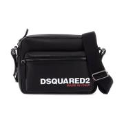 Dsquared2 Texturerad läder crossbodyväska med justerbar rem Black, Her...