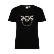 Pinko Svart T-shirt för kvinnor Stilren Black, Dam