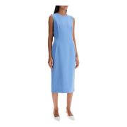 Dolce & Gabbana Ull Crepe Sheath Midi Klänning Blue, Dam