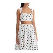 Dolce & Gabbana Polka Dot Bustier Top med Cut-Out White, Dam