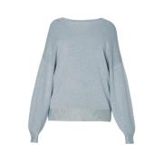 Liu Jo Rhinestone Crew-Neck Sweater Gray, Dam