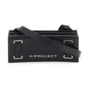 Y/Project Accordéon Crossbody Väska i Slät Läder Black, Dam