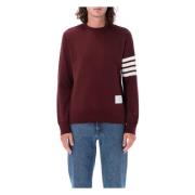 Thom Browne Burgundy Stickat Crewneck Aw24 Brown, Herr