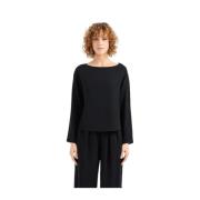 Emporio Armani Cady blus med knappdetaljer Black, Dam