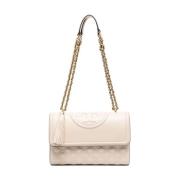 Tory Burch Quiltad Crossbody-väska i Beige Beige, Dam