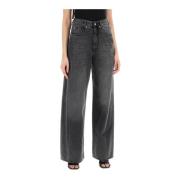 MM6 Maison Margiela Hybrid Panel Wide Leg Jeans Black, Dam