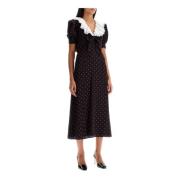 Alessandra Rich Polka Dot Sidenskjol Midi Black, Dam