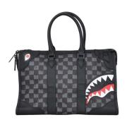 Sprayground Svart Shopper Drip Check Shark Mini Duffle Black, Dam