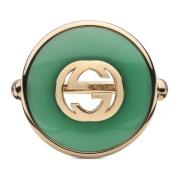 Gucci Sammanlänkad ring i rosa guld, grön agat och diamant Green, Dam