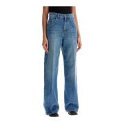 Stella McCartney Knäppta Uppskurna Bootcut Jeans med Sprund Blue, Dam