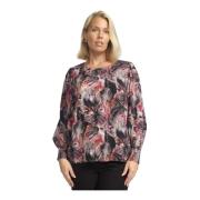 2-Biz Rosblus med Smock Manschetter Multicolor, Dam