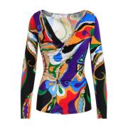 Emilio Pucci Röd Blommig Blus Multicolor, Dam