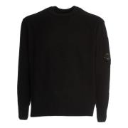 C.p. Company Svart Crew Neck Stickatplagg Aw24 Black, Herr