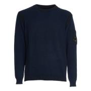 C.p. Company Blå Stickad Tröja Crewneck Aw24 Blue, Herr