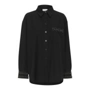 Gestuz Svart Skjortblus med Coola Detaljer Black, Dam