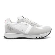 Blauer Vit Mocka Nylon Läder Sneaker White, Herr