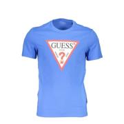 Guess Blått bomullst-shirt med logotryck Blue, Herr